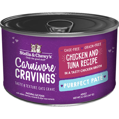 Stella and Chewys Cat Carnivore Cravings Pate Chicken and Tuna 5.2oz. (Case of 24)