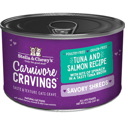 Stella and Chewys Cat Carnivore Cravings Shred Tuna and Salmon 5.2oz. (Case of 24)