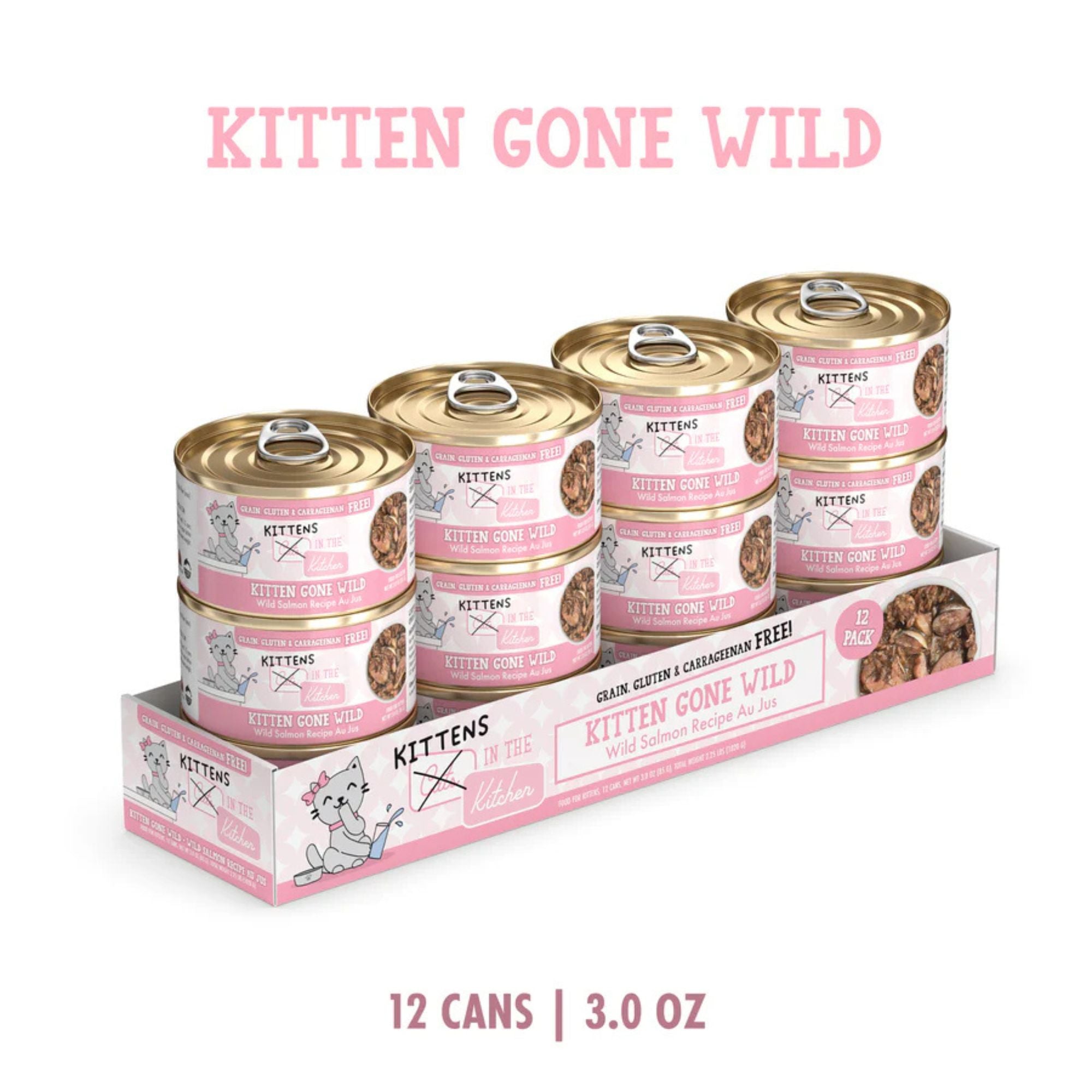 Cats In The Kitchen Cat Grain Free Kitten Gone Wild Salmon Recipe 3oz. (Case of 12)
