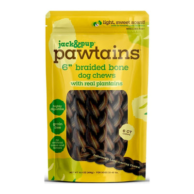 Jack & Pup Dog 14.4oz. Pawtains 6" Braided 6 Count