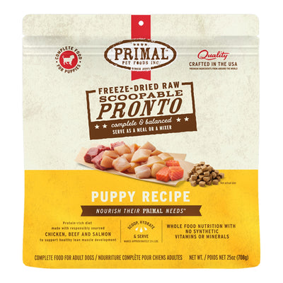 Primal Dog Freeze-Dried Pronto Puppy Chicken Salmon 25oz.