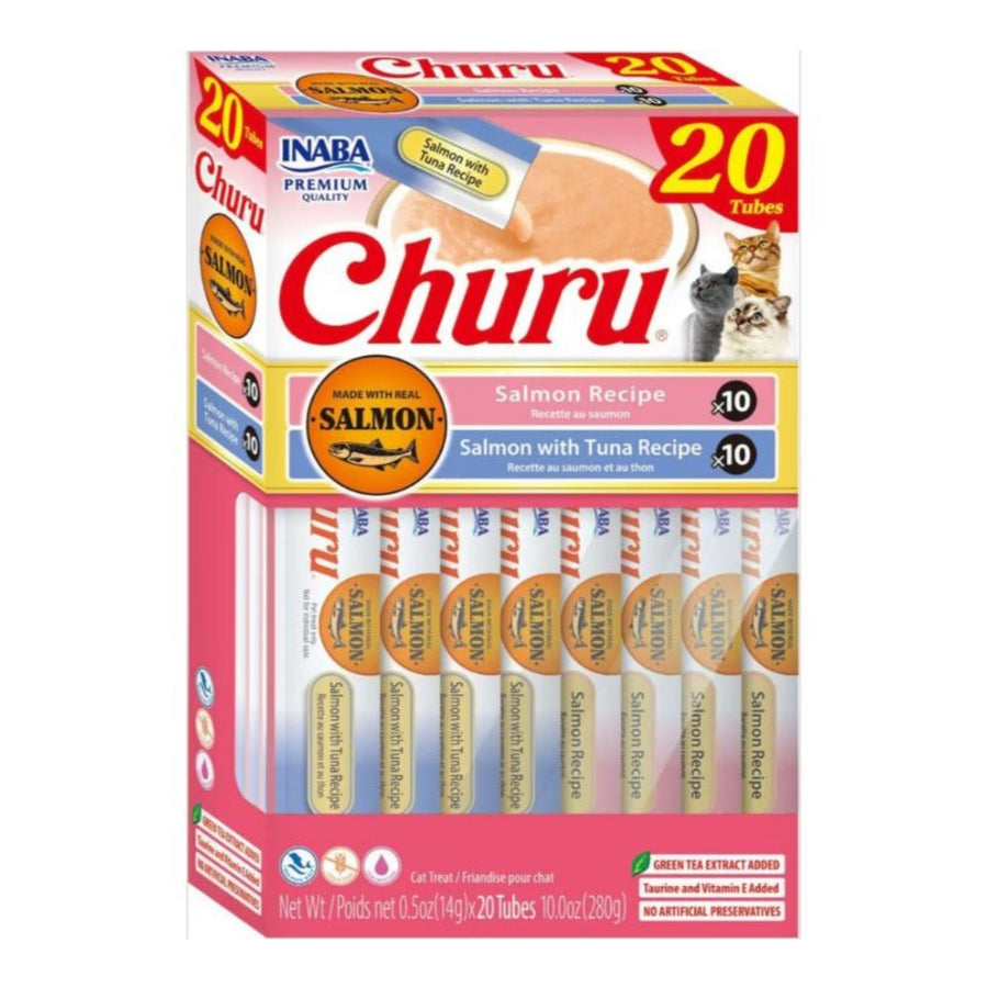 Inaba Churu Puree Cat Treats Variety Box Salmon/Tuna .5oz. 20 Pk