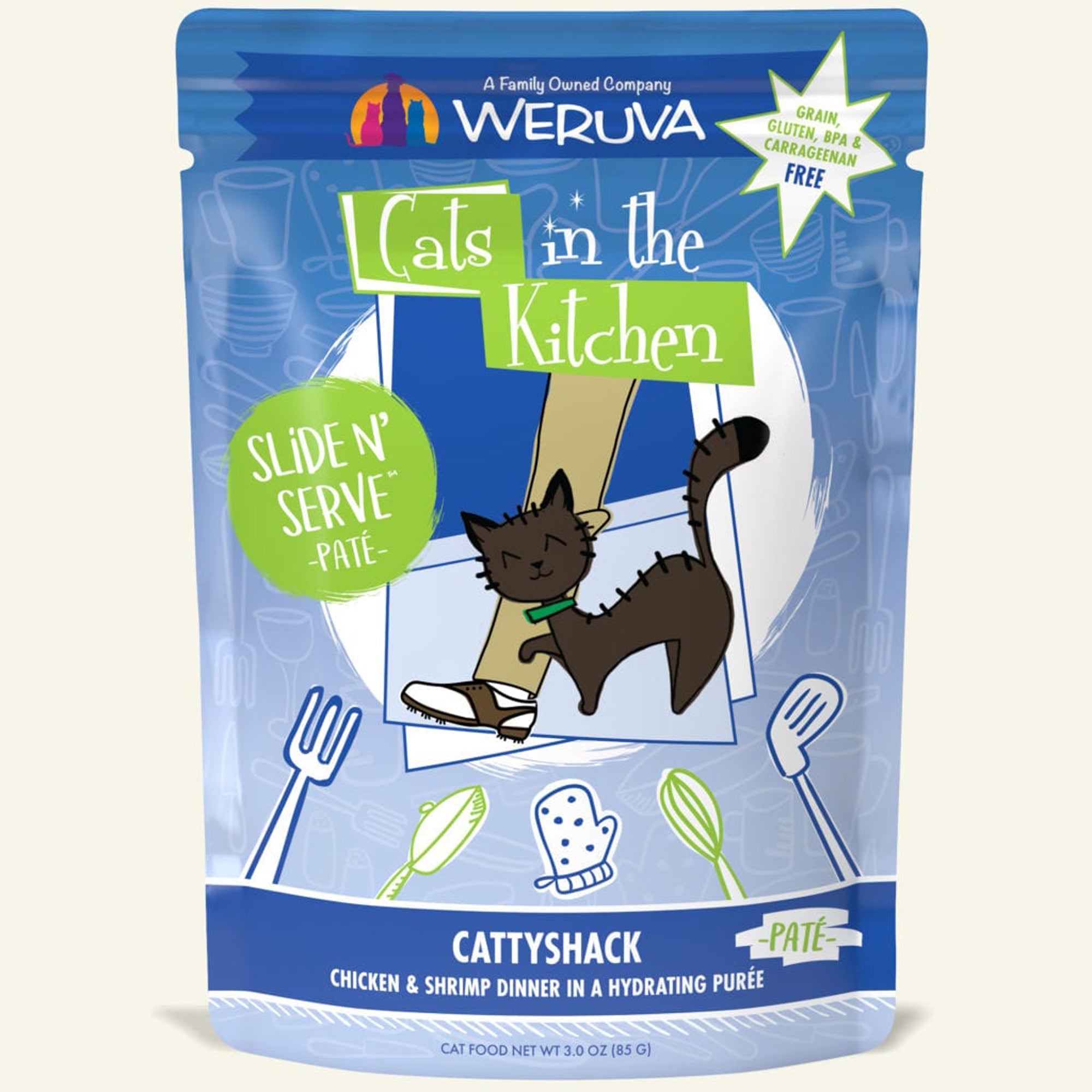Cats In The Kitchen Slide N Serve Cattyshack Chicken and Shrimp Dinner 3oz. Pouch (Case Of 12)