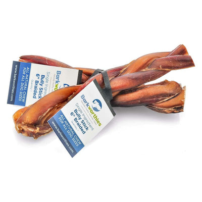 Barkworthies Naturally Scented Braided Bully Stick 30ea/6 in, 30 ct