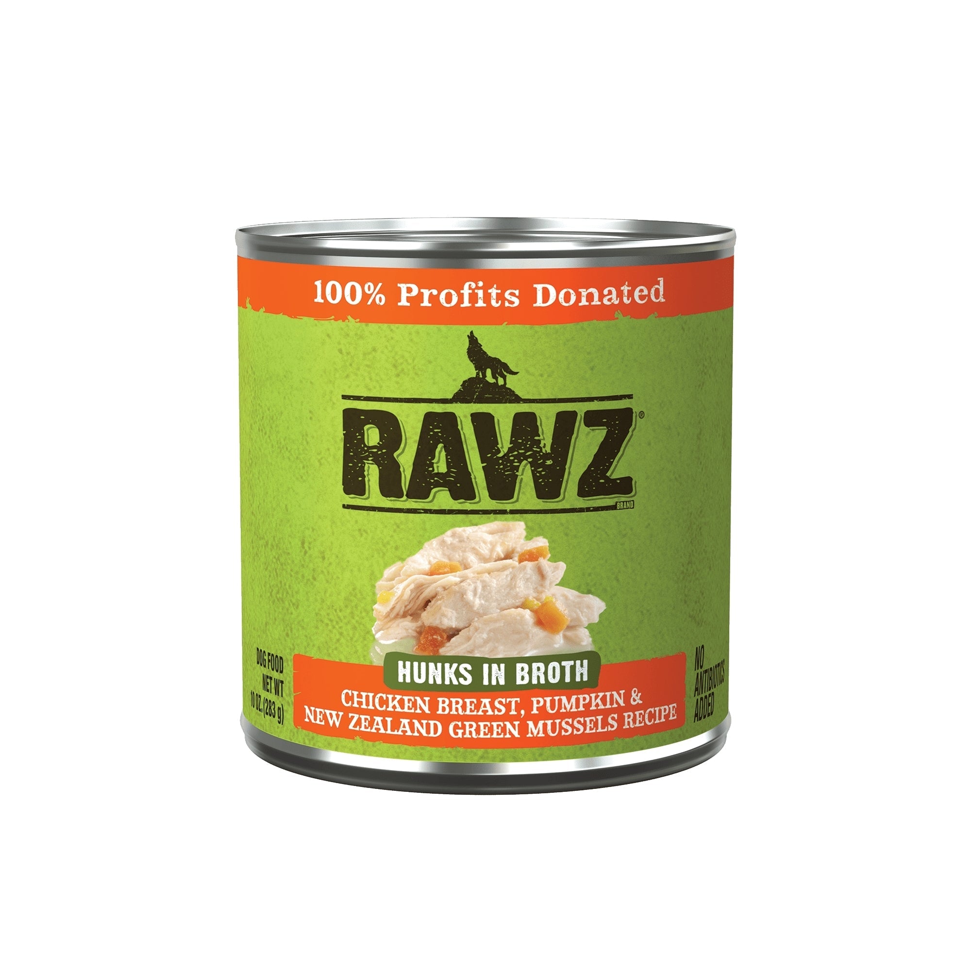 Rawz Hunks Dog 10oz. Chicken Breast Pumpkin New Zealand Green Mussels (Case of 12)