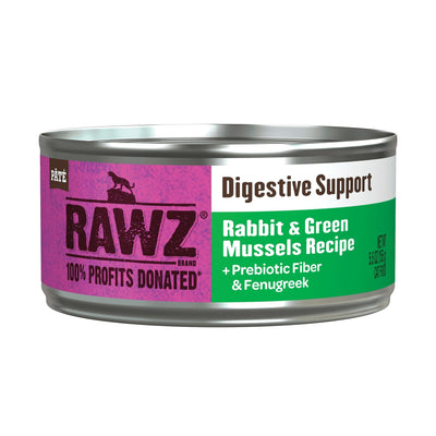 Rawz Digestive Cat 5.5oz. Rabbit Green Mussels Pate (Case of 24)