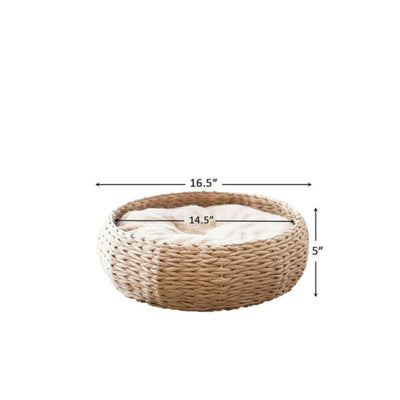 PetPals Buttercup Cozy Nest Hand Woven Pet Bed Beige & Cream 16 in