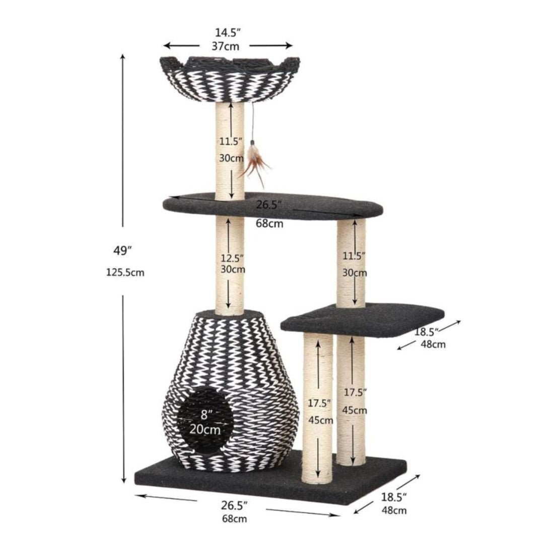 PetPals Ace Cat Tree Black & Tan 49 in