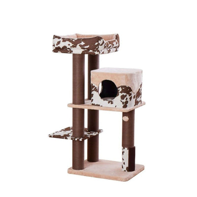 PetPals Cowboy Cat Tree Brown Cow Print 50 in, XL