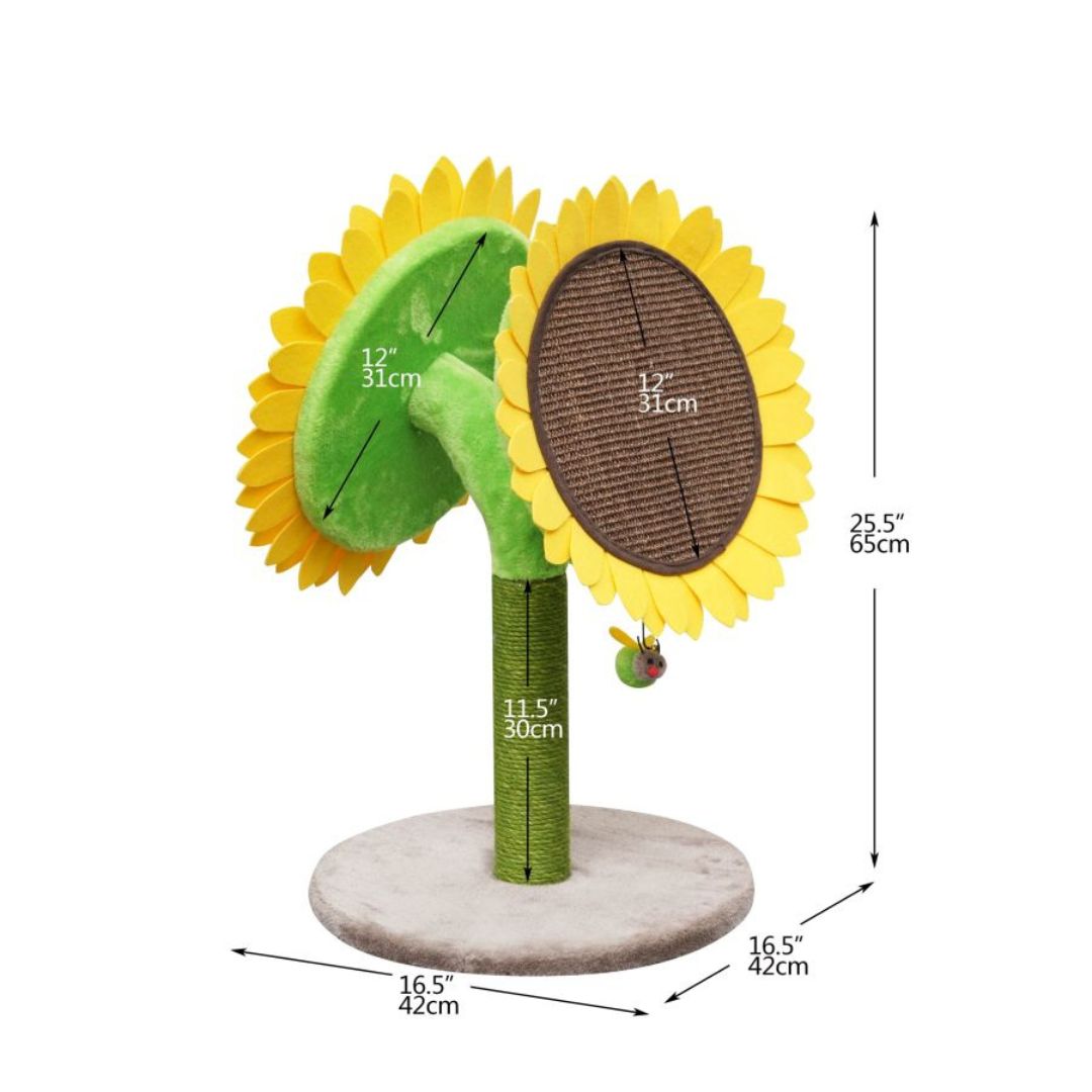 PetPals Double Sunflower Cat Scratcher Green & Yellow 25.5 in