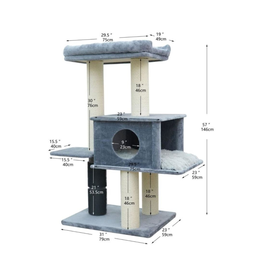 PetPals Lulu Cat Tree Blue 57 in, XL