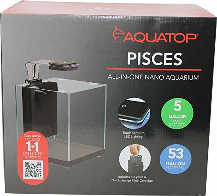 Aquatop PISCES Allinone Nano Cube Glass Aquarium Kit Black, Clear, 1ea/5 gal