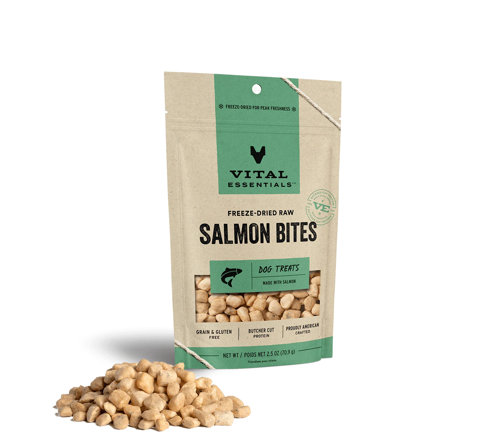 Vital Essentials Dog Freeze-Dried Treat Bites Salmon 2.5oz.