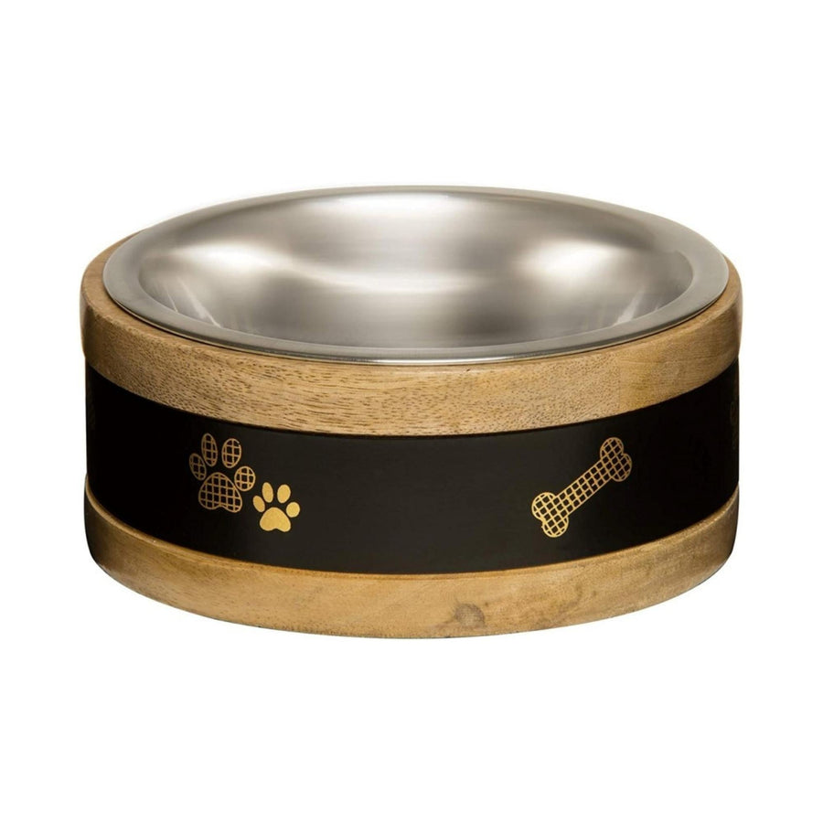 Loving Pets Black Label Wooden Ring Dog Bowl & Holder 1ea/1 qt Default Title