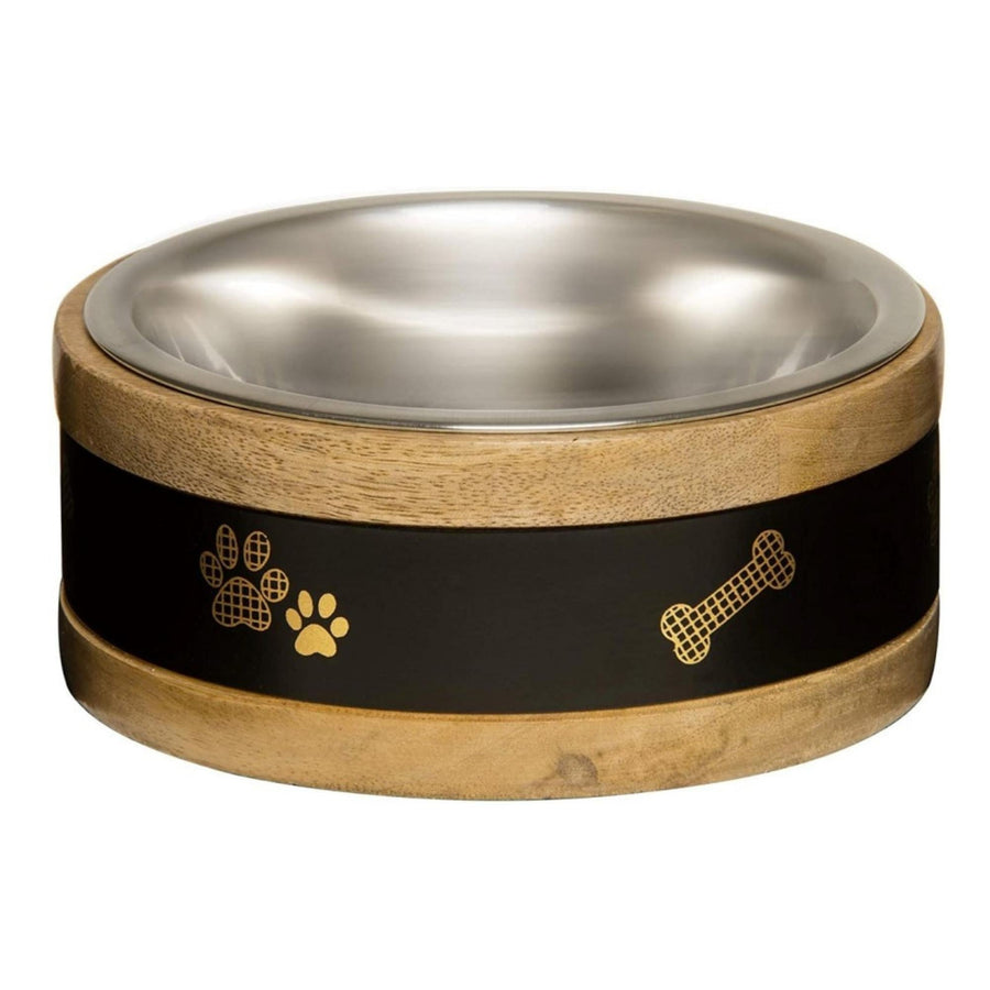 Loving Pets Black Label Wooden Ring Dog Bowl & Holder 1ea/2 qt Default Title