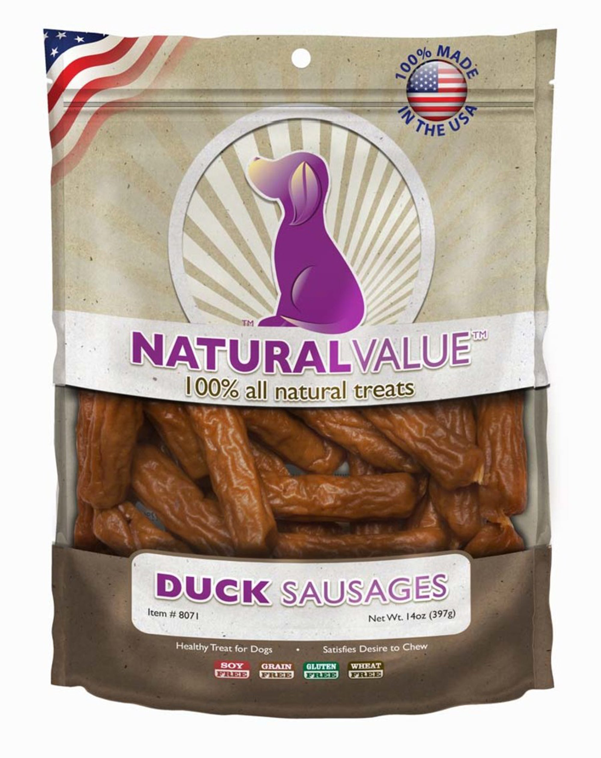 Loving Pets Natural Value Sausages Dog Treats Duck, 1ea/13 oz