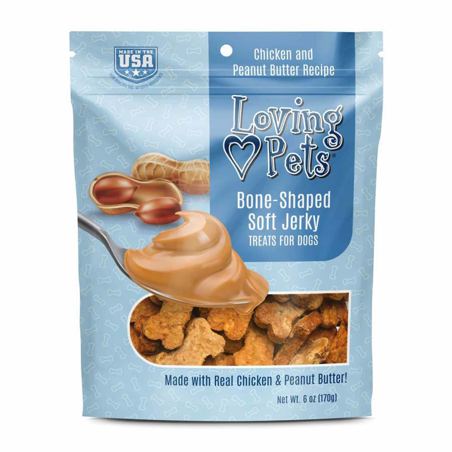 Loving Pets BoneShaped Soft Jerky Dog Treat Chicken  Peanut Butter, 1ea/6 oz