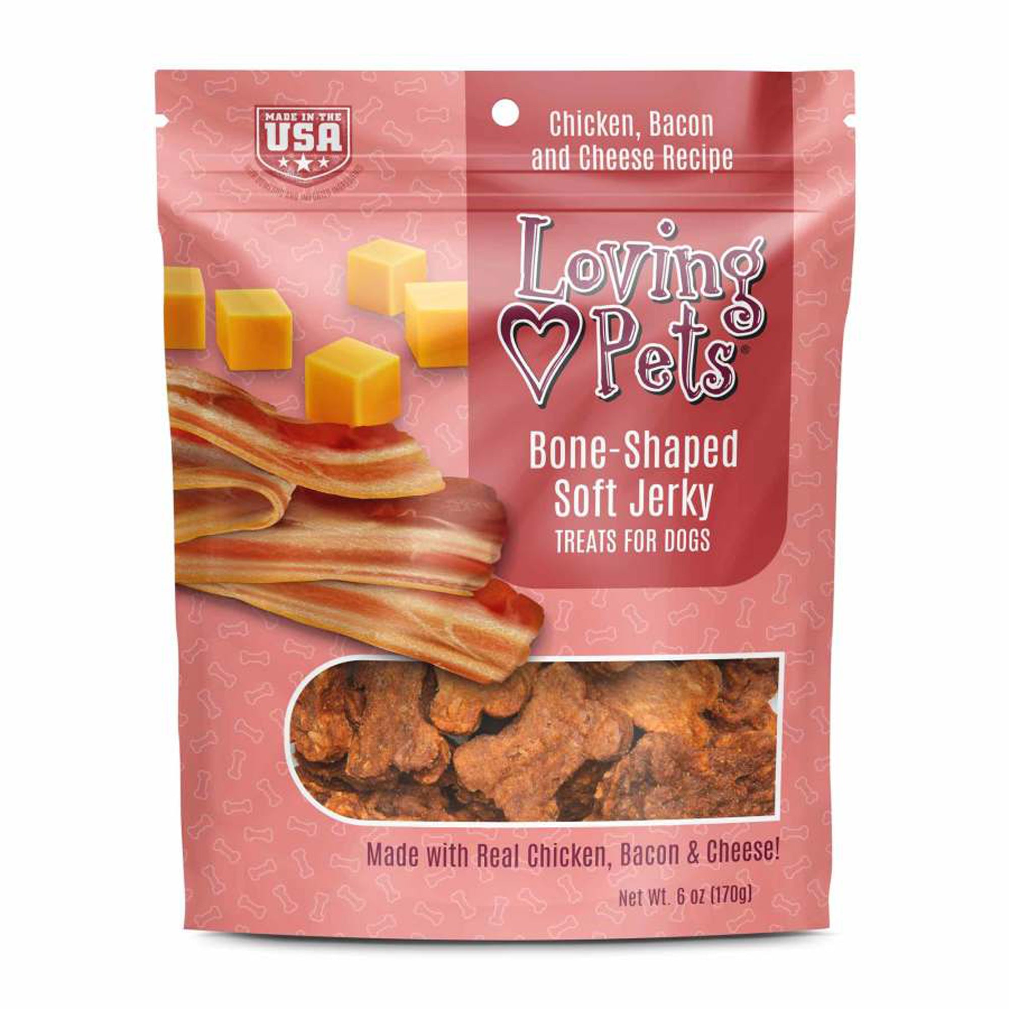 Loving Pets BoneShaped Soft Jerky Dog Treat Chicken, Bacon  Cheese, 1ea/6 oz