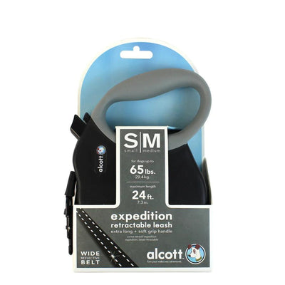 Alcott Expedition Retractable Belt Leash Black Small/Medium-24Ft