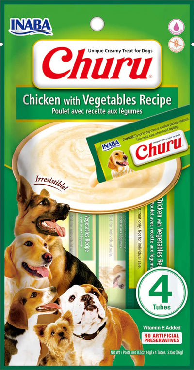 **Inaba Dog Churu Tubes Chicken Vegetables 2oz. (6 Count)