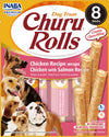 **Inaba Dog Churu Rolls Chicken S Almon Wraps 6Ct/3.36Oz