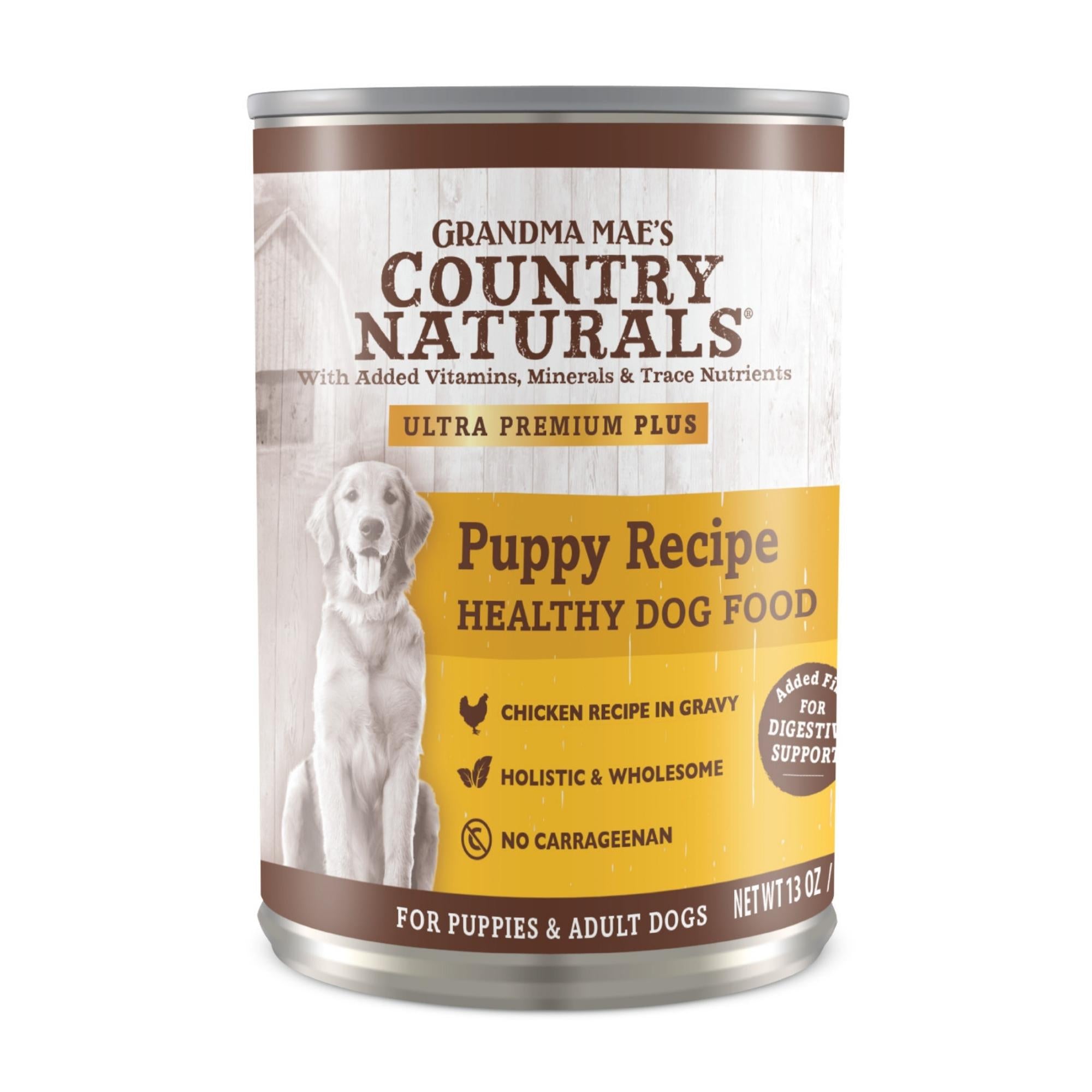 Grandma Mae's Country Naturals Puppy Recipe Wet Dog Food Chicken 13oz