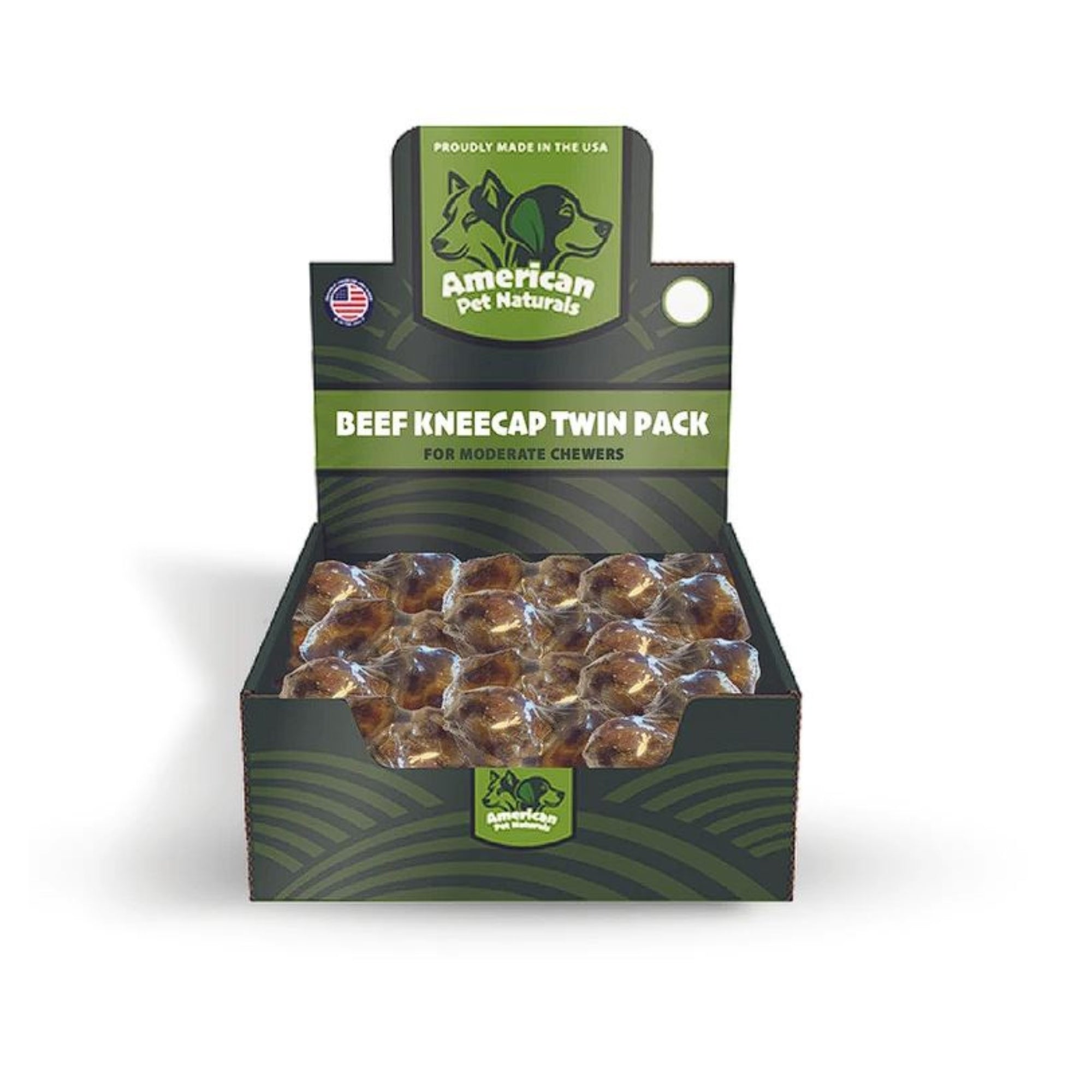 American Pet Naturals Dog Grain Free Beef Kneecap Twin Pack 25 Count Display