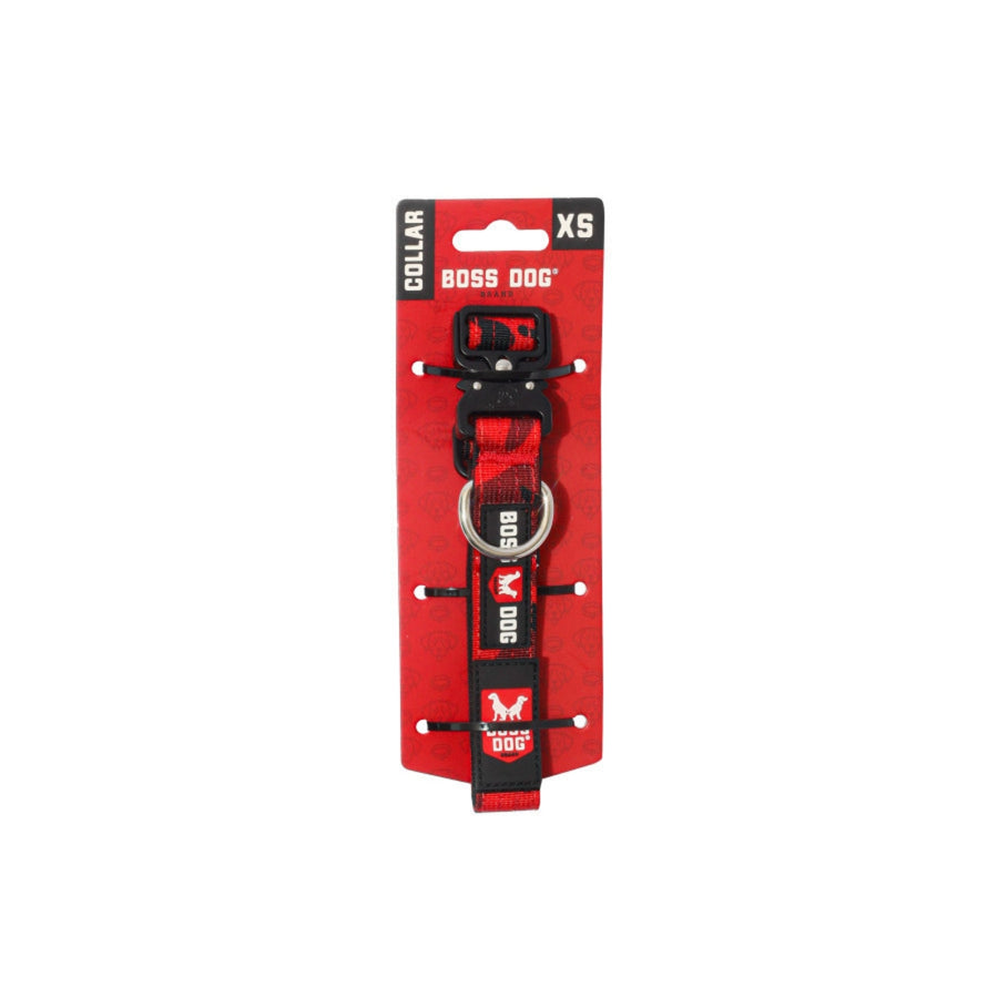Boss Dog Tactical Adjustable Dog Collar Red Camo, 1ea/XS, 11-14in.