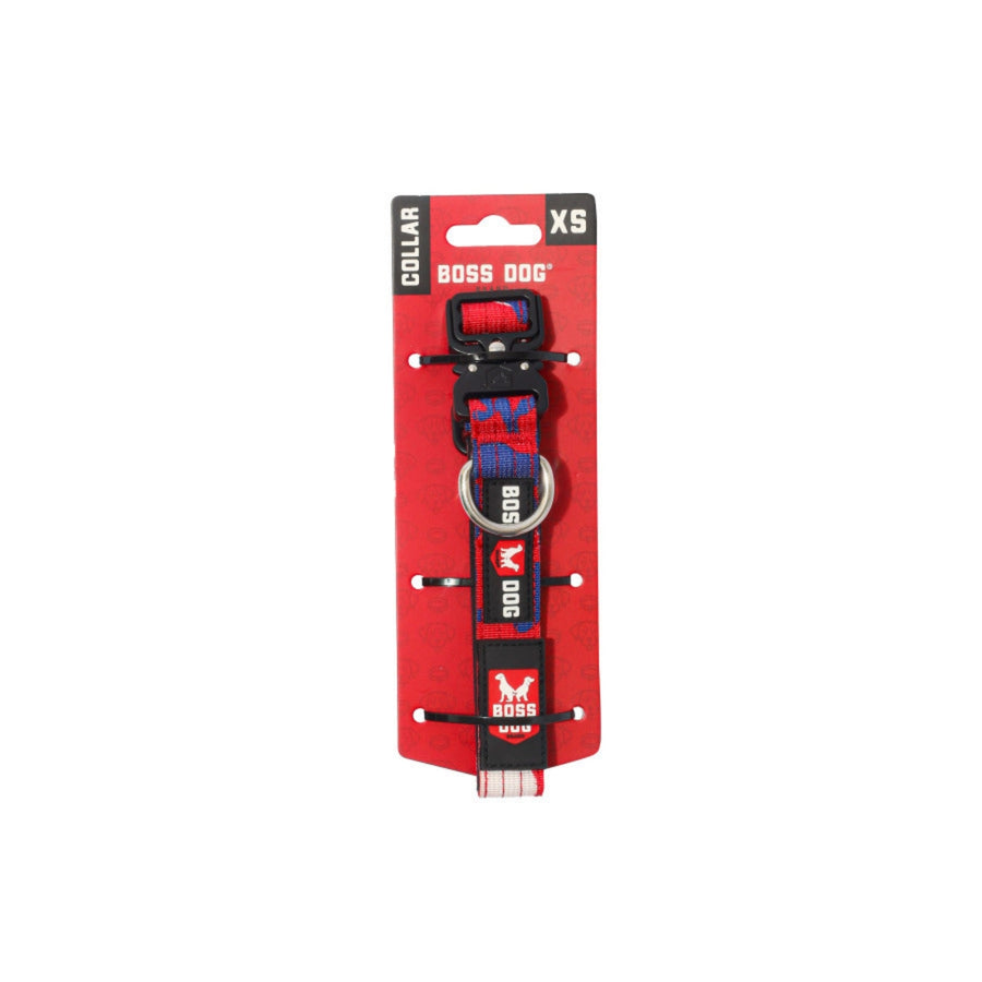 Boss Dog Tactical Adjustable Dog Collar Red, White, & Blue, 1ea/XS, 11-14in.