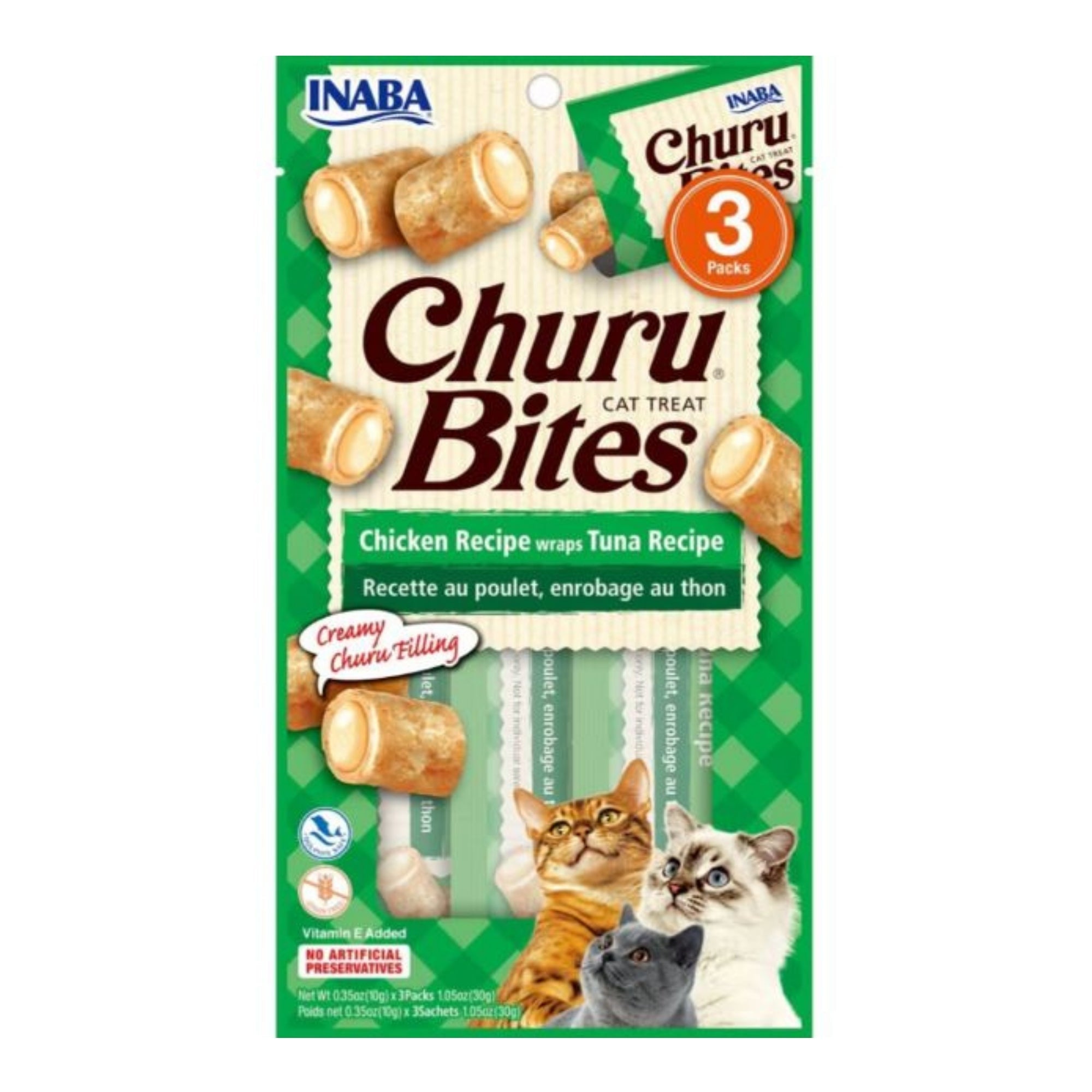 Inaba Churu Bites Cat Treats Tuna .35oz. 3 Pk (Case of 6)