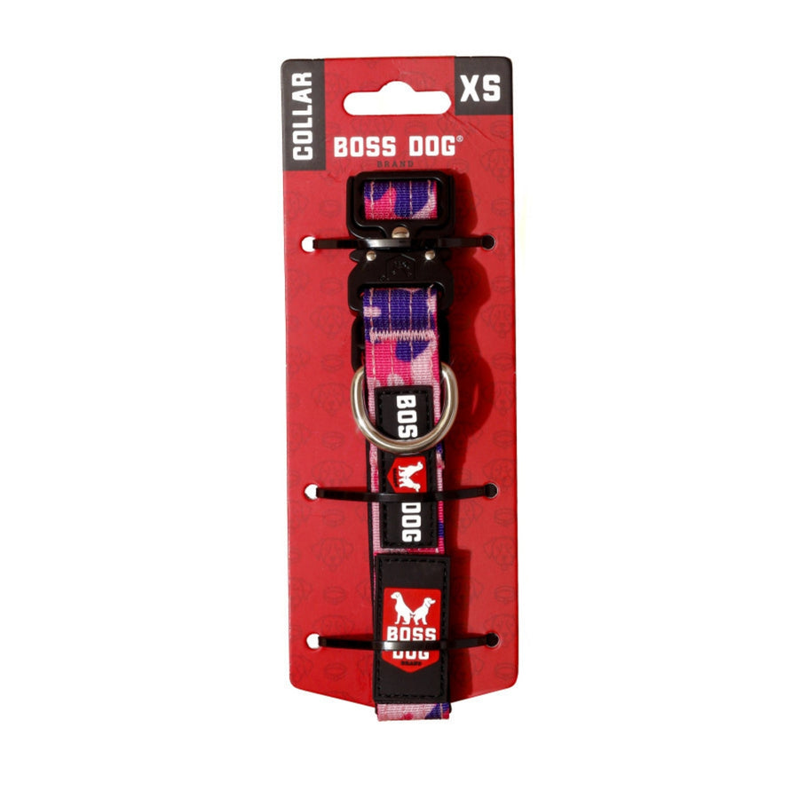 Boss Dog Tactical Adjustable Dog Collar Pink Camo, 1ea/XS, 11-14in.