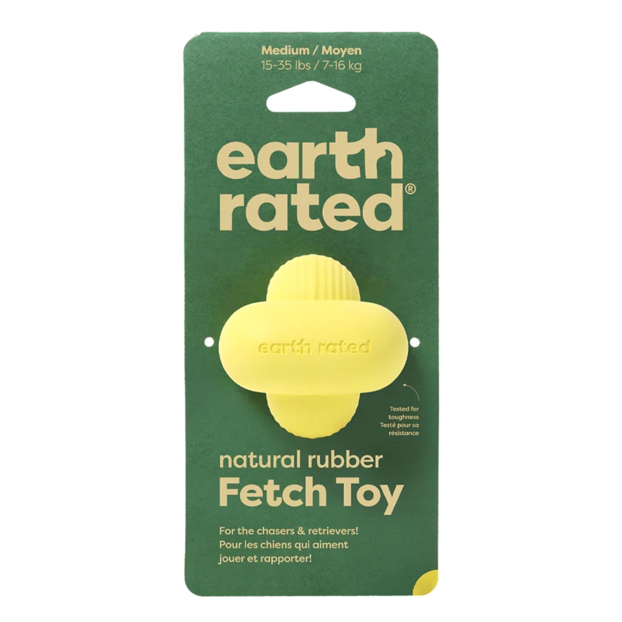 Earth Rated Dog Fetch Toy Yellow Rubber Medium