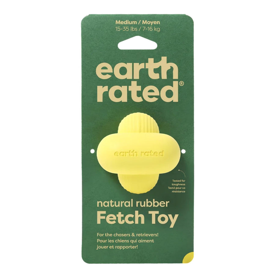 Earth Rated Dog Fetch Toy Yellow Rubber Medium