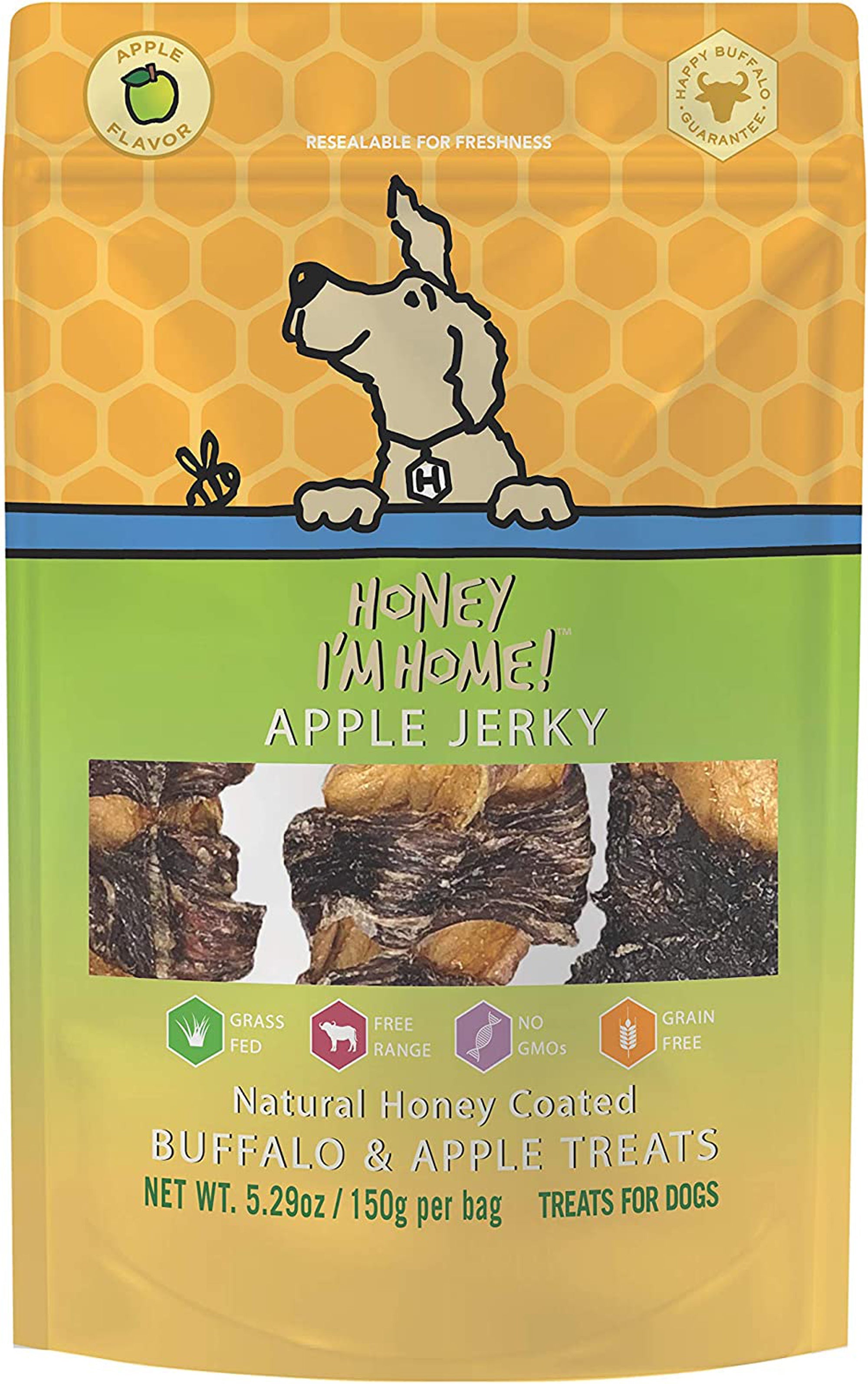 Honey I'm Home Dog Buffalo Apple Jerky 5.29oz.