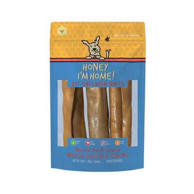 Honey I'm Home Dog Buffalo Collagen Rolls 10 Inch 3 Pack