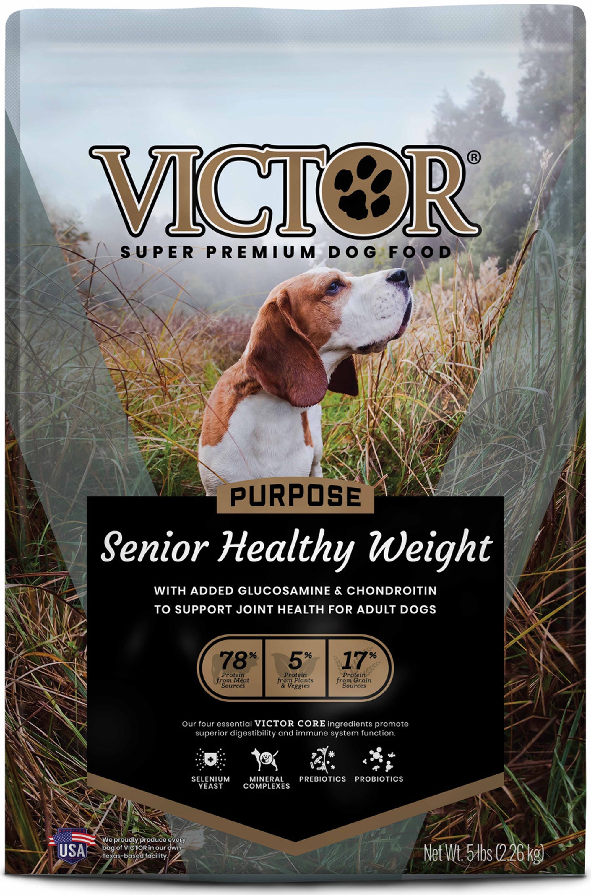 Victor Super Premium Dog Food Purpose Senior Healthy Weight Dry Dog Food Beef & Brown Rice 5lb