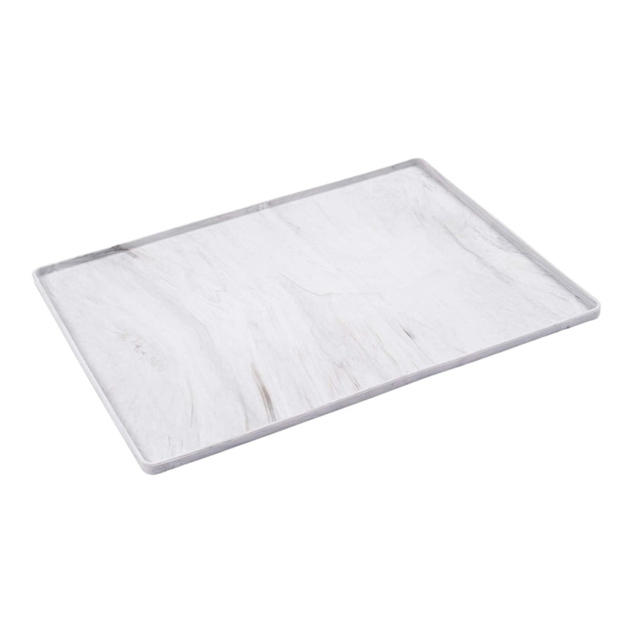 Messy Mutts Dog & Cat Silicone Raised Edge Non-slip Mat Folded PKG 16" x 12" Marble Small