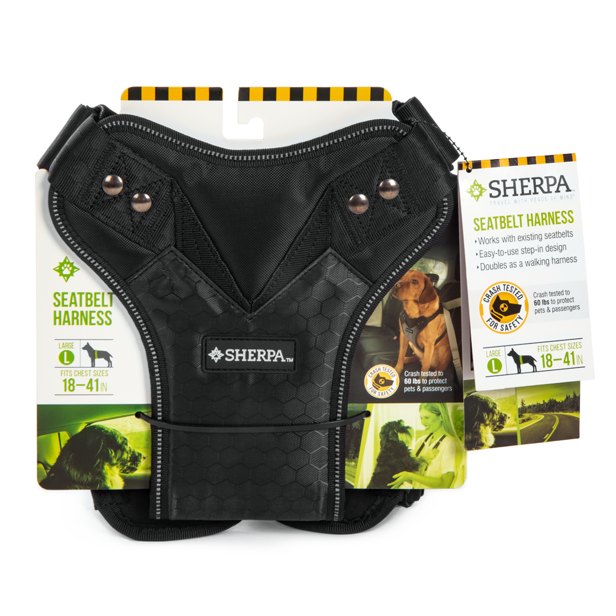 Sherpas Pet Trading Company Crash Tested Seatbelt Safety Dog Harness Black Large