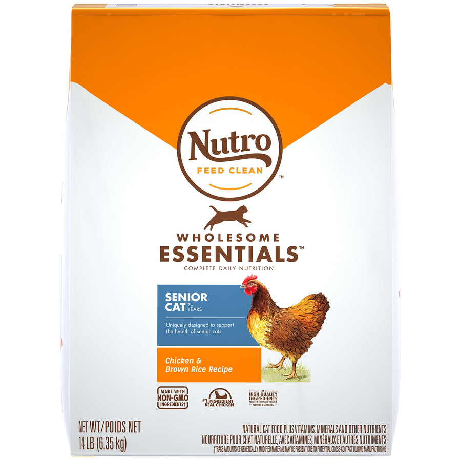 Nutro Products Wholesome Essentials Healthy Weight Indoor Senior Dry Cat Food Chicken & Brown Rice 14lb