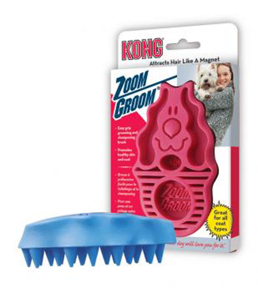 KONG ZoomGroom Rubber Dog Brush Boysenberry Large
