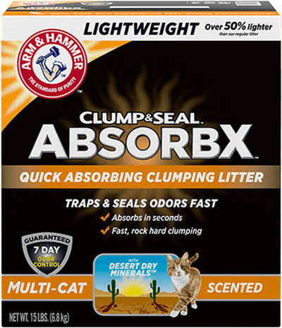 Arm and Hammer Clump and Seal AbsorbX Lightweight Multi-Cat Scented Litter 15lb