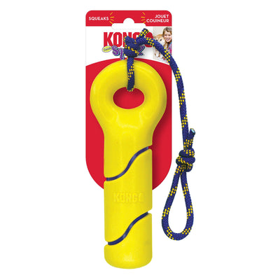 KONG Squeezz Tennis Buoy w/Rope Dog Toy Yellow 1ea/MD