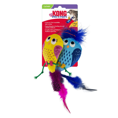 KONG Pull-A-Partz Luvs Cat Toy Yellow & Blue 1ea/One Size