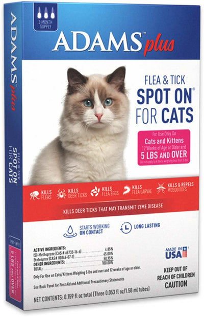 Adams Plus Flea and Tick Spot On for Cats and Kittens Over 5 lbs
