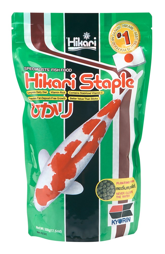 Hikari USA Staple Growth Formula Pellet Fish Food for Koi and Other Pond Fishes 17.6 oz Medium