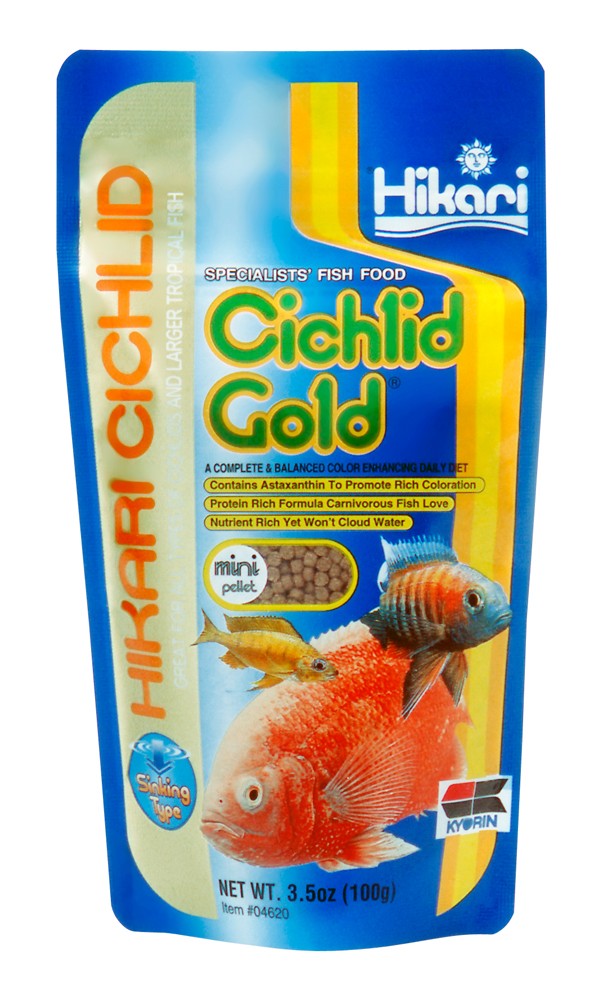 Hikari USA Cichlid Gold Sinking Pellets Fish Food 3.5 oz Mini