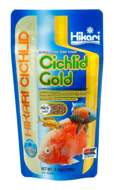 Hikari USA Cichlid Gold Sinking Pellets Fish Food 3.5 oz Mini