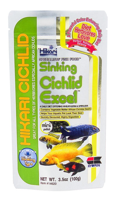 Hikari USA Cichlid Excel Sinking Pellets Fish Food 3.5 oz Mini