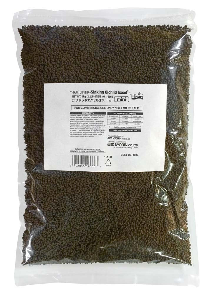 Hikari USA Cichlid Excel Sinking Pellets Fish Food 2.2 lb Mini