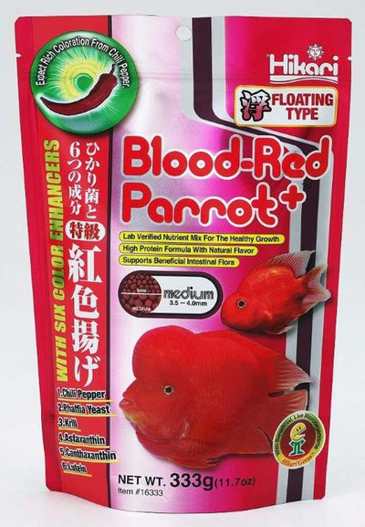 Hikari USA Blood-Red Parrot  Floating Fish Food 11.7 oz Medium